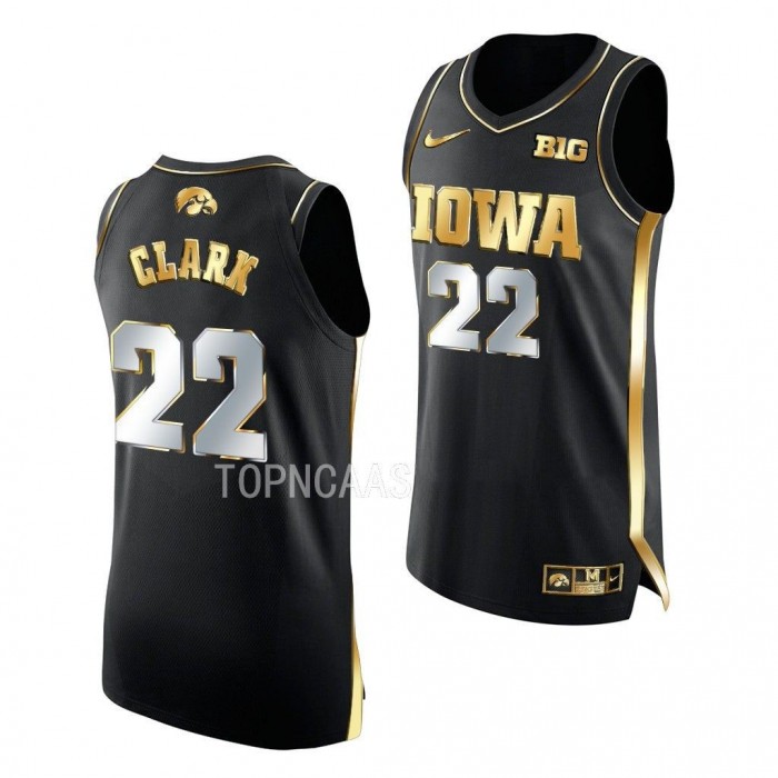 Iowa Hawkeyes Caitlin Clark #22 Black Golden Edition Jersey Women's ...